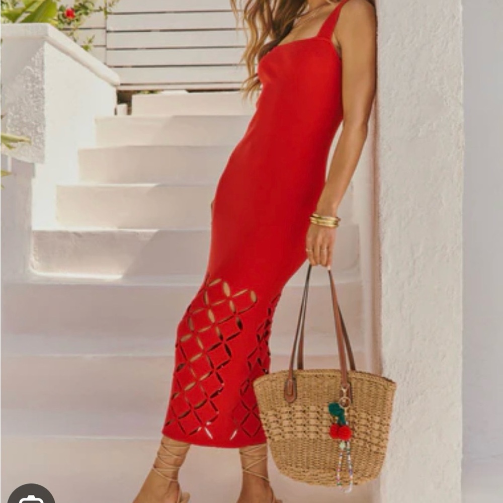 Vici Red Cutout Midi Dress